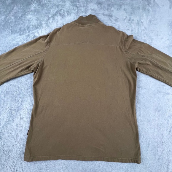 KUHL Long Sleeve Pullover Mock Neck Henley Shirt Khaki Mens Size L Cotton Gorp - Picture 12 of 15